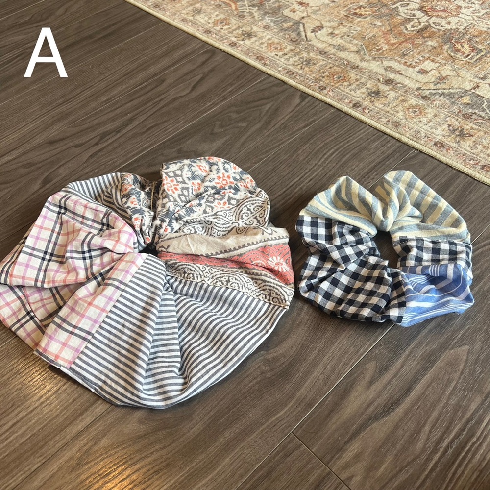 Monster Scrunchie Set – Handmade Patchwork, One of a Kind (6” + 10”)